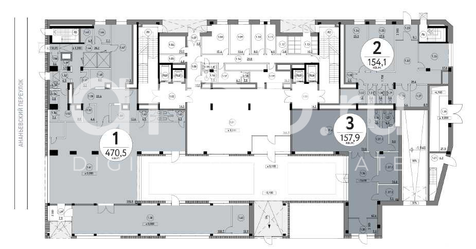 Планировка офиса 154.1 м², 1 этаж, Клубный дом «На Сретенке»
